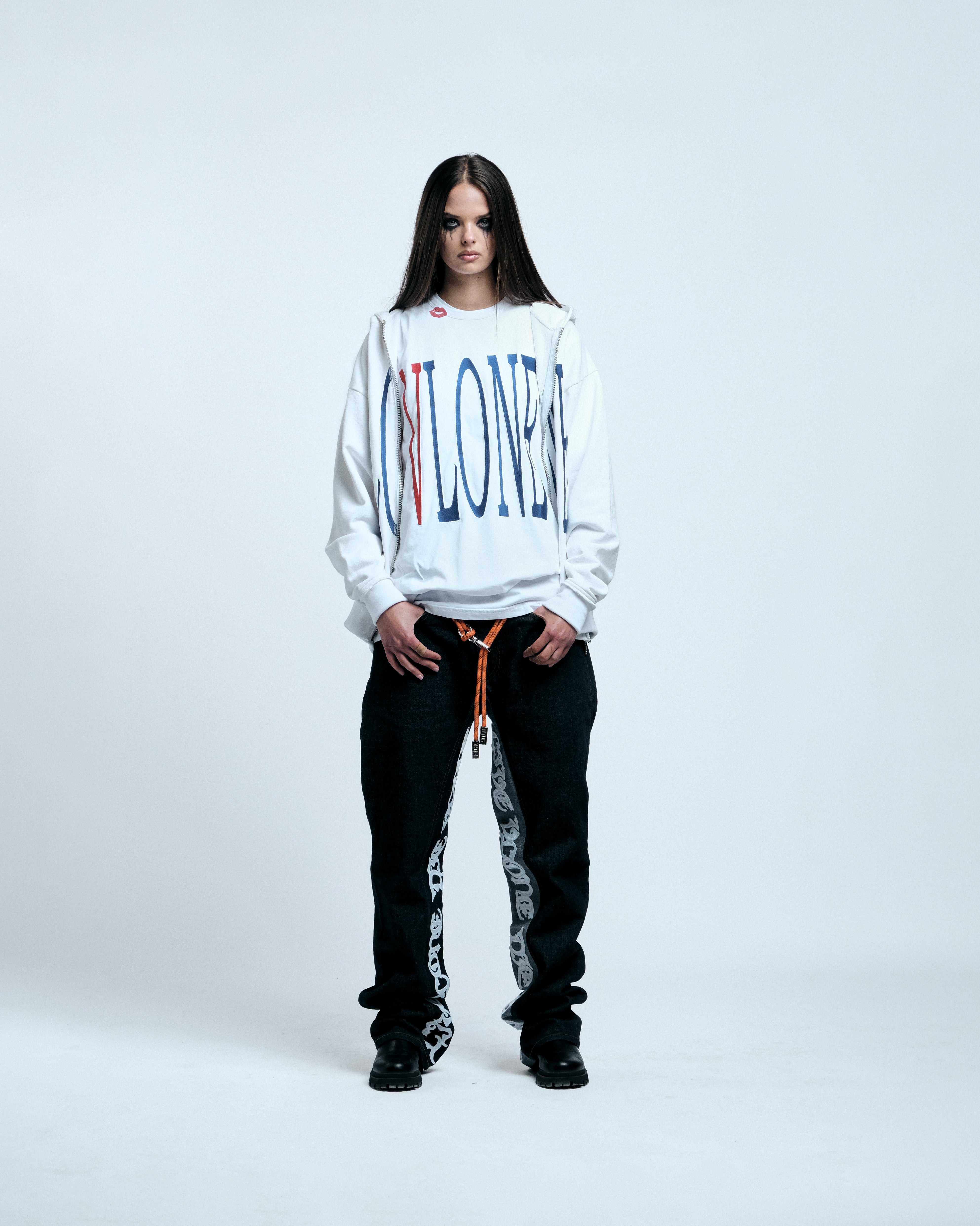 RED LIPSTICK OG EMBROIDERED ZIP-UP HOODIE