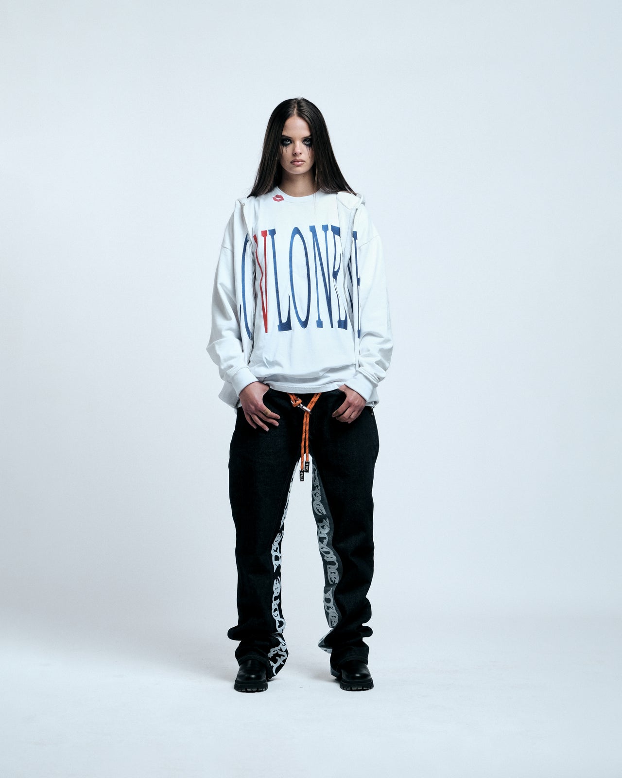 RED LIPSTICK OG EMBROIDERED ZIP-UP HOODIE