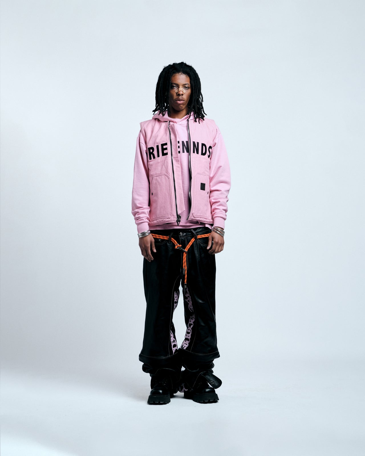 BLACK LIPSTICK FRIENDS- EMBROIDERED HOODIE (Pink)