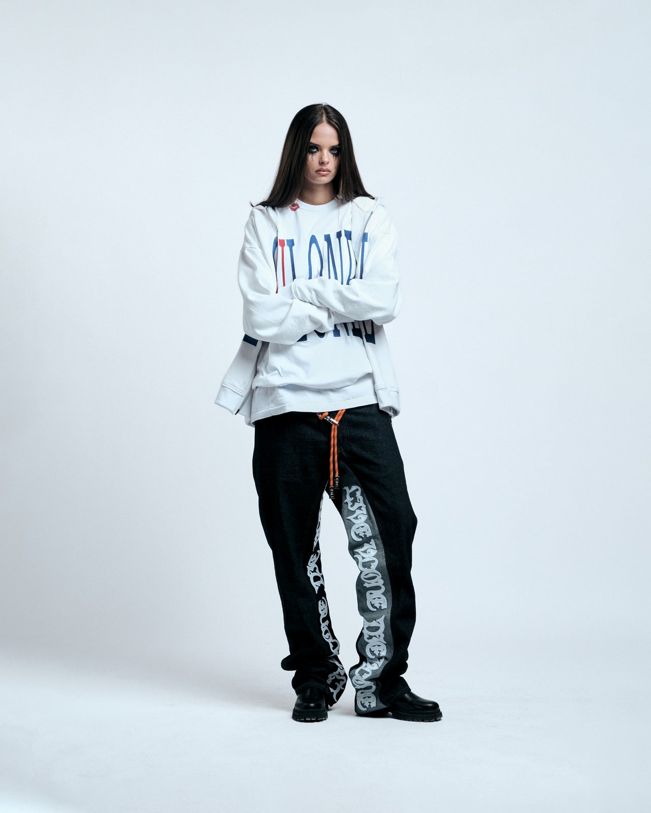 RED LIPSTICK OG EMBROIDERED ZIP-UP HOODIE