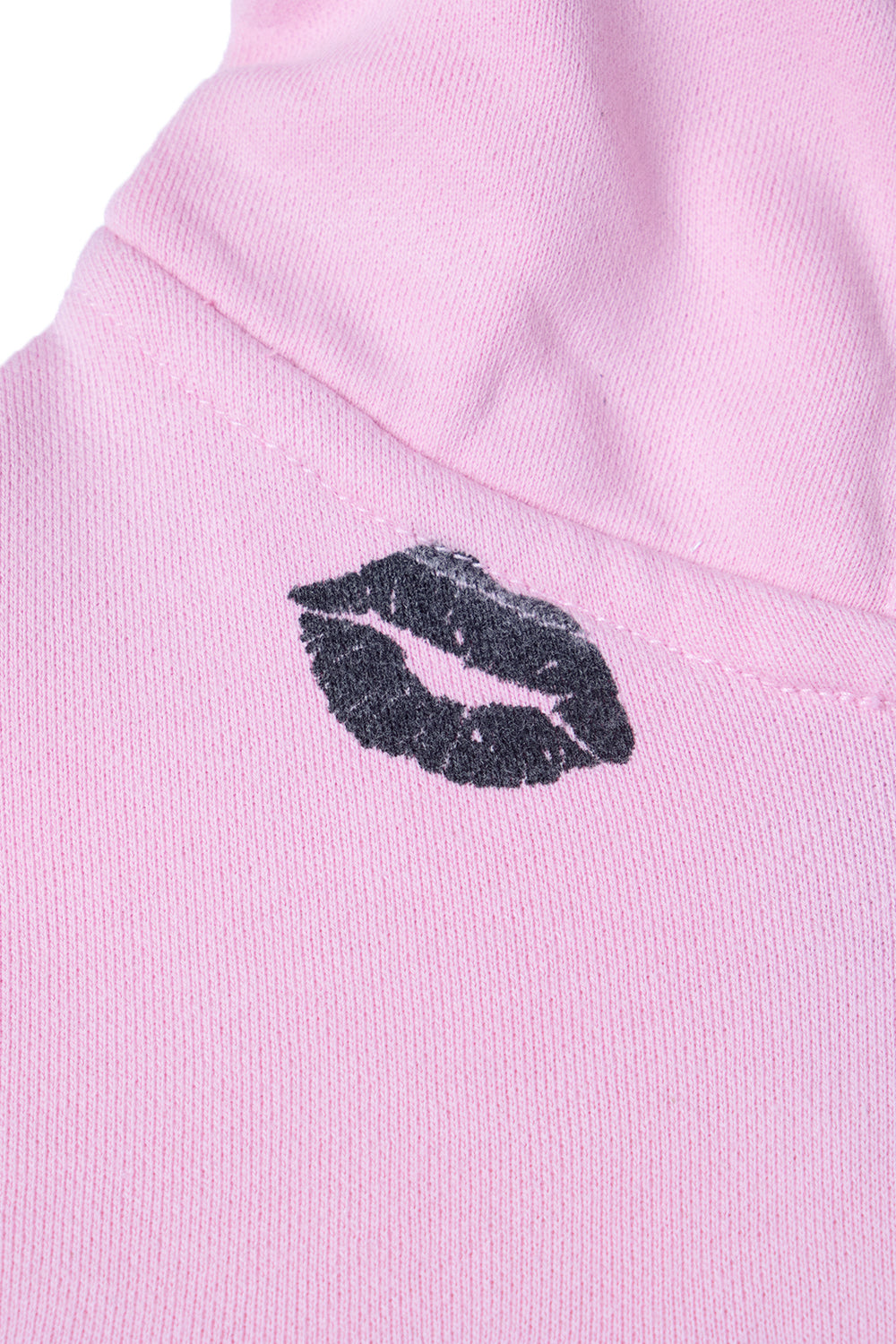 BLACK LIPSTICK FRIENDS- EMBROIDERED CROP TOP ZIP UP HOODIE (Pink)