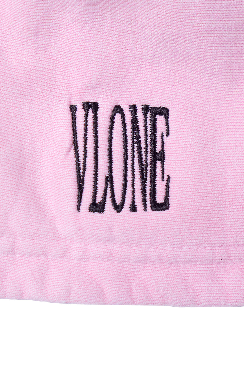 BLACK LIPSTICK FRIENDS- EMBROIDERED CROP TOP ZIP UP HOODIE (Pink)