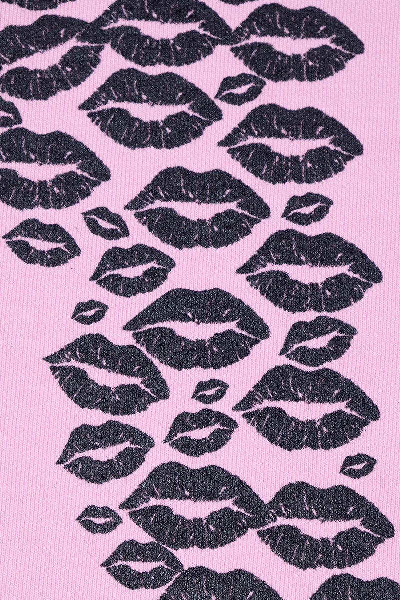 BLACK LIPSTICK FRIENDS- EMBROIDERED CROP TOP ZIP UP HOODIE (Pink)